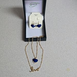 NWOT Cute set of Love earrings and necklaces.